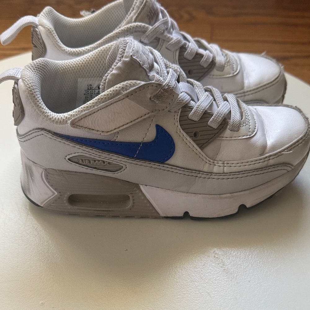 Nike Kids Sneakers Size 12C White Blue Swoosh Velcro Toddler Shoes - Picture 5 of 10